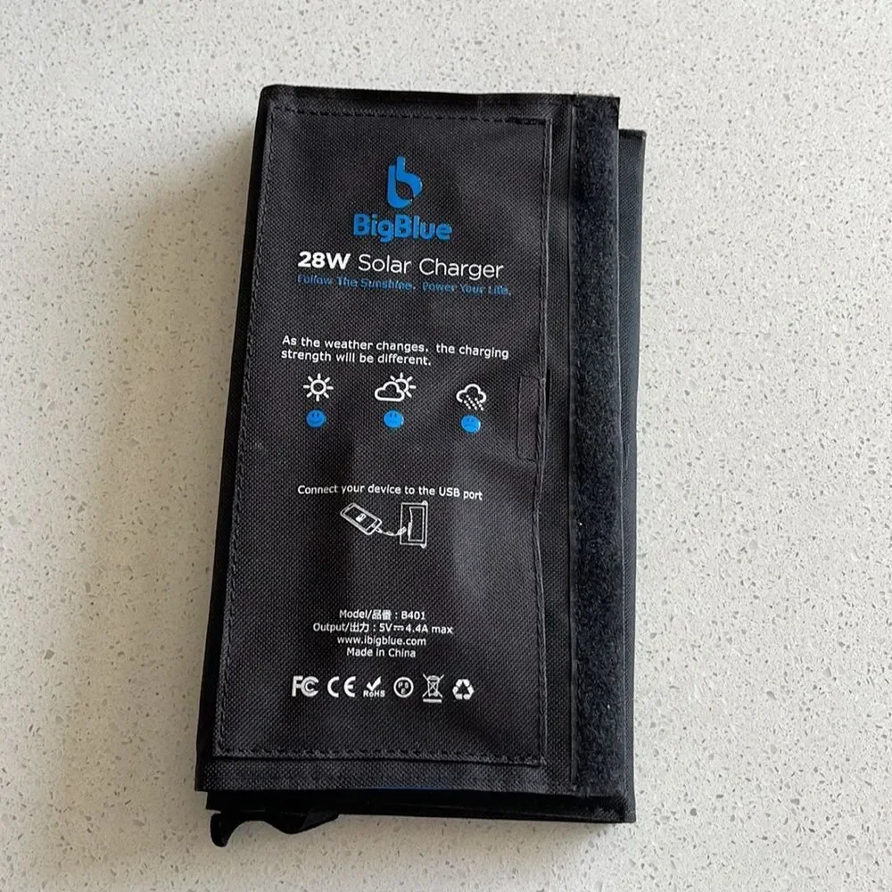 BigBlue Portable 28W Solar Panels Charger with Digital Ammeter